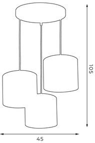 Luster na lanku ARDEN 3xE27/60W/230V čierna/biela