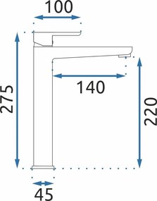 Rea Orix, vysoká umývadlová batéria, chrómová, REA-B7778