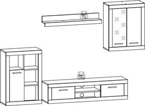Sconto Obývacia stena SHARK MINI dub sonoma/biela