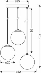 BRILAGI - Luster na lanku POLOS 3xE27/40W/230V, priemer 42 cm, čierna