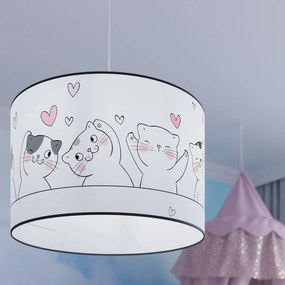 Detské závesné svietidlo Cat, 1x plastové tienidlo so vzorom, (fi 40cm)
