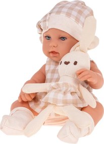 Bábika Lovely Baby s košíkom a zajačikom béžová