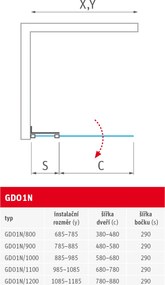 Roth Štvorcový alebo obdĺžnikový sprchový kút GDO1N+GDO1N - bez vaničky ROTH-Variant: šírka prvých dverí: 80 cm, šírka druhých dverí: 90 cm, orientác…
