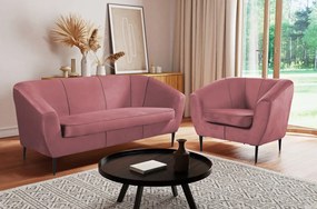 Trojmiestna pohovka Olivio, tmavo ružová zamatová látka