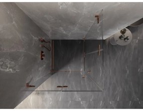 Mexen Lunar-F Duo, skladací sprchový kút 80 x 80 cm, 8mm číre sklo, profil medená matná, 836-080L-080P-65-00