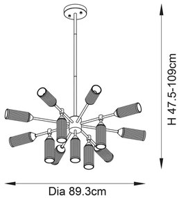 Endon 106256 - Luster na tyči TOUR 13xG9/3W/230V mosadz