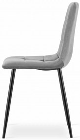 Svetlosivá zamatová stolička KARA s čiernymi nohami