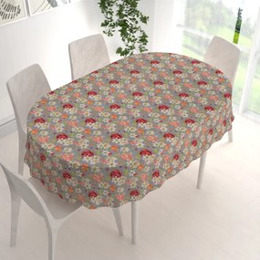 Biante Dekoračný oválny obrus PML-092 Hortenzie a ľalie na sivom 50x100 cm