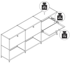 Kovový regál »CN3« s 3 premiestniteľnými priehradkami, sivý