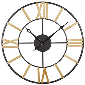 Nástenné hodiny ø 80 cm čierna/zlatá VALSOT Beliani
