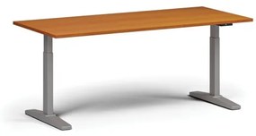 Výškovo nastaviteľný stôl, elektrický, 675-1325 mm, doska 1800x800 mm, sivá podnož, čerešňa