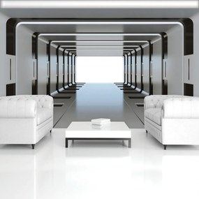 Fototapeta - 3D strieborný tunel (254x184 cm)