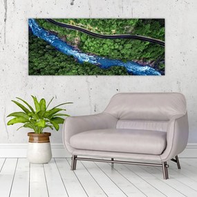 Obraz - Rieka medzi horami, Kaukaz, Rusko (120x50 cm)
