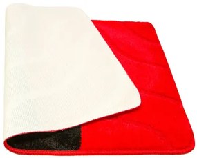 Kúpeľňový koberček FIORI pruhy / vlny, červený / čierny