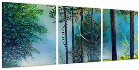 Obraz - Olejomaľba krajiny (s hodinami) (90x30 cm)