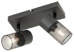 Priemyselné bodové svetlo čierne 2-žiarovkové nastaviteľné - Jim