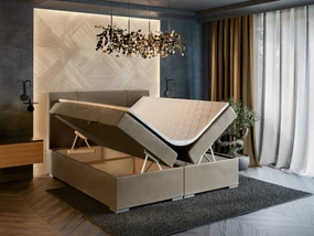 Manželská posteľ Boxspring 200 cm Gal (tmavobéžová) (s matracom a úl. priestorom). Vlastná spoľahlivá doprava až k Vám domov. 1054627