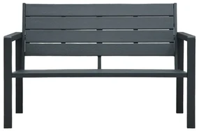 vidaXL Záhradná lavička 120 cm, HDPE, sivá, drevený vzhľad
