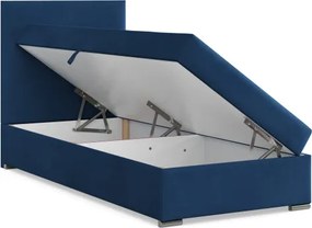 Čalúnená posteľ VICENZA Velvet 90×200 cm tmavomodrá