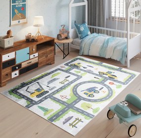 Detský koberec s motívom technických prác na ceste Šírka: 80 cm | Dĺžka: 150 cm
