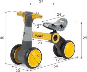 Mini balančný bicykel PETITO Dino 2v1 – ľahké vozítko pre deti od 1 roka, Kidwell