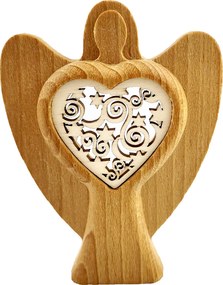 AMADEA Drevený anjel s vkladom - ornament, masívne drevo, výška 10 cm