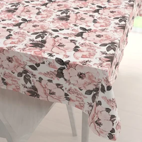 Biante Bavlnený obdĺžnikový obrus Sandra SA-549 Ružové ruže a puky na bielom 100x160 cm