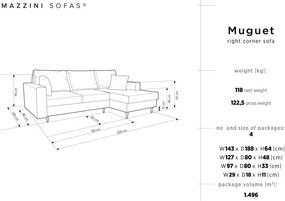 Zelená rozkladacia pohovka s úložným priestorom Mazzini Sofas Muguet, pravý roh