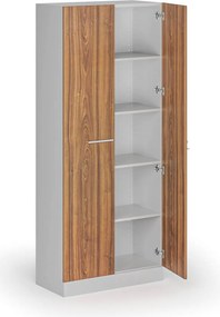 Kovová spisová skriňa s drevenými dverami, demontovaná, 1950 x 800 x 400 mm, orech