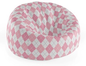 Sablio Sedací vak Cocoon Ružové a biele kosoštvorčeky - 75 x 45 x 35 cm