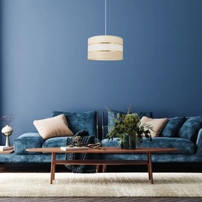 Luster na lanku HELEN 1xE27/15W/230V pr. 35 cm krémová/zlatá