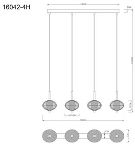 Globo 16042-4H - LED Luster na lanku AIDA 4xLED/5,75W/230V 3000K/4500K/6500K