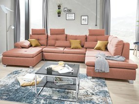 Sedacia súprava Madeira 3A, lososová látka, tvar pravé U