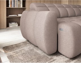 Svetlohnedá rozkladacia/s úložným priestorom rohová pohovka z textílie buklé (pravý roh/do L) Falconn – ELTAP