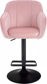 LuxuryForm DESIGN Barová stolička AVOLA VELUR na čiernom tanieri - svetlo ružová