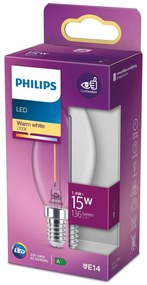Philips Classic sviečková LED E14 B35 1,4W číra