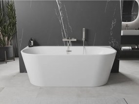 Mexen Oval+, voľne stojaca vaňa ku stene 170 x 80 cm, biela lesklá, brúsená oceľ, 52681708000-97
