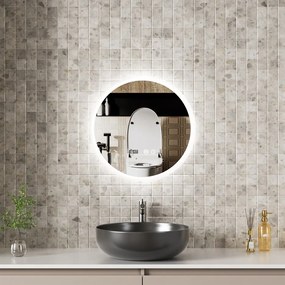 Erga Deam, okrúhle LED zrkadlo 50cm, 3 farby svetla, predné osvetlenie, vyhrievacia podložka proti zapareniu, ERG-V01-Deam-5050-CL