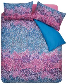 Modro-ružové obliečky na jednolôžko z mikrosaténu 135x200 cm Animal Print – Catherine Lansfield