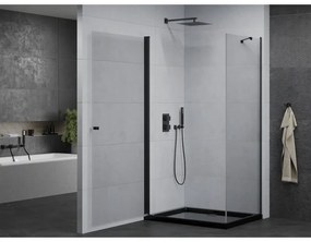 Mexen Pretoria, sprchovací kút 100 (dvere) x 120 (stena) cm, 6mm číre sklo, čierny profil + čierna sprchová vanička, 852-100-120-70-00-4070B