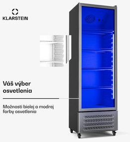 Klarstein GrandCooler chladnička na nápoje, 306 l, LED osvetlenie, s kolieskami, 4 police