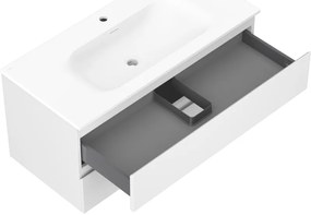 Mexen Orio, kúpeľňová skrinka 100 cm s umývadlom Vela, 2 zásuvky, biela matná, 91A10-10047-2-BFF01-W23M01