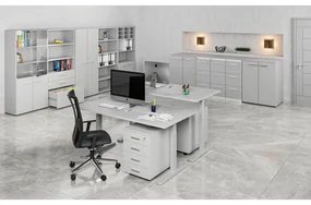 Kombinovaná kancelárska skriňa PRIMO GRAY, zasúvacie dvere na 2 poschodia, 800 x 420 x 2128 mm, sivá