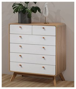 Vysoká komoda v dekore duba v bielo-prírodnej farbe 81x104 cm Caitlin – Støraa