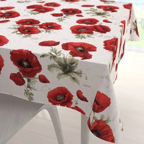 Biante Bavlnený štvorcový obrus Sandra SA-632 Vlčie maky na bielom 130x130 cm