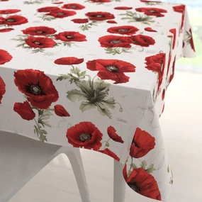 Biante Bavlnený štvorcový obrus Sandra SA-632 Vlčie maky na bielom 130x130 cm