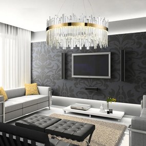 Toolight Toolight, LED krištáľové stropné svietidlo 60cm, APP1515-CP60, zlatá matná, OSW-03263