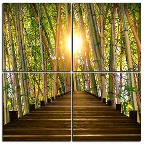 Obraz na plátne - Drevená promenáda v bambusovom lese - štvorec 3172E (100x100 cm)
