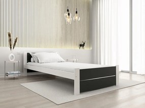 Posteľ IKAROS DOUBLE 90 x 200 cm, antracit/biela Rošt: Bez roštu, Matrac: Matrac DELUXE 10 cm