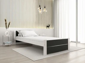 Posteľ IKAROS DOUBLE 90 x 200 cm, antracit/biela Rošt: S lamelovým roštom, Matrac: Bez matraca